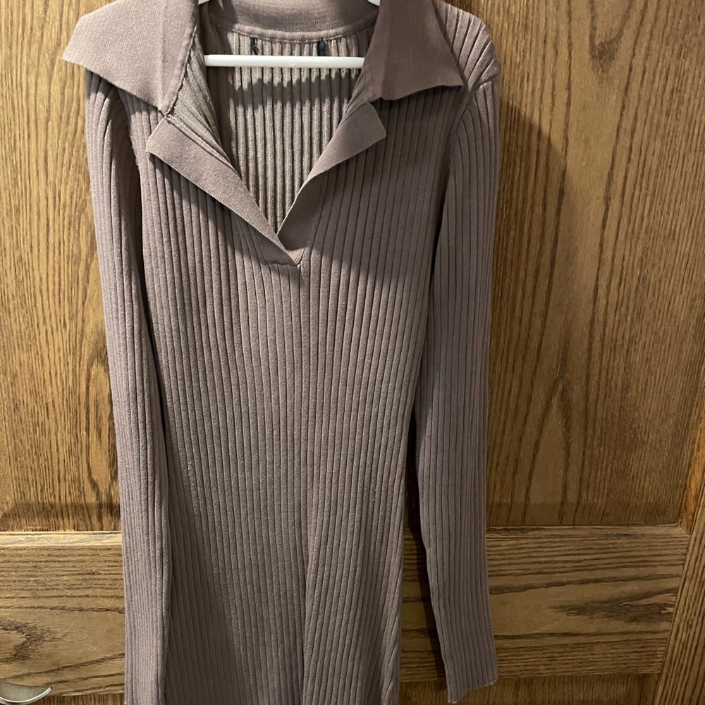 A brown ribbed dress, size small